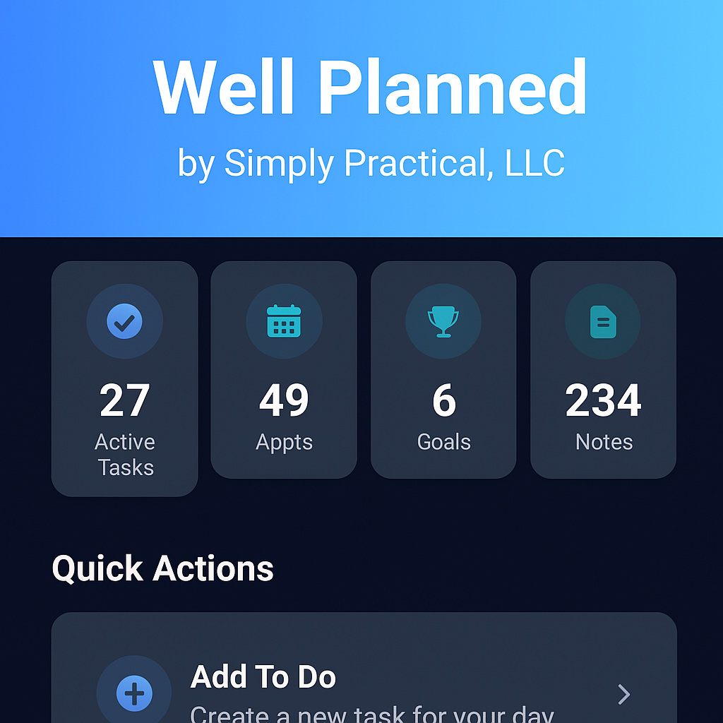 Well Planned Mobile App - Comprehensive Productivity App